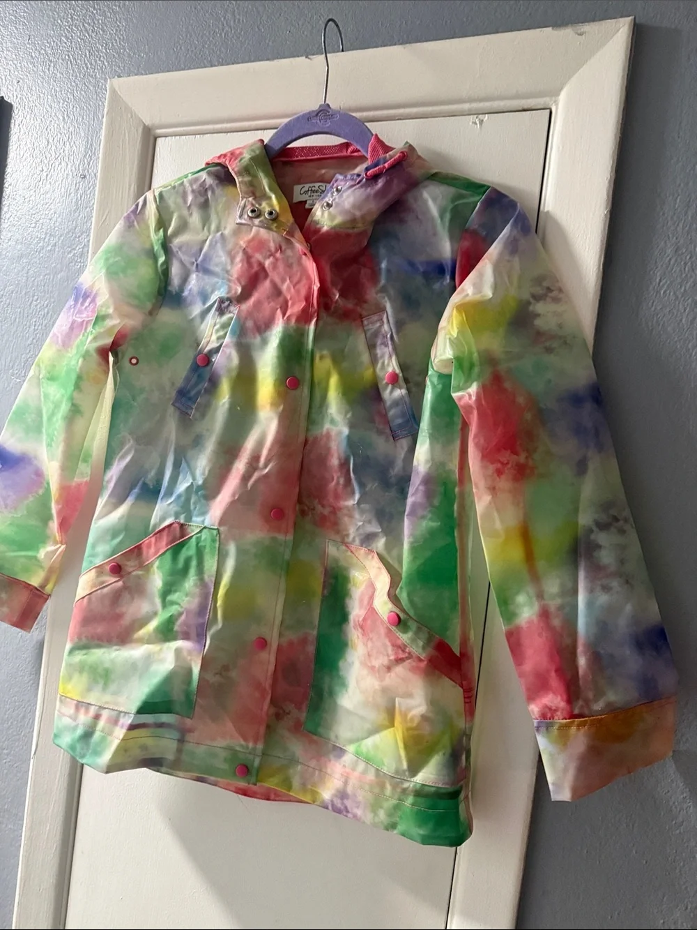 CoffeeShop Kids Tie-Dye Raincoat - Pink, Green, Yellow, Blue, Purple